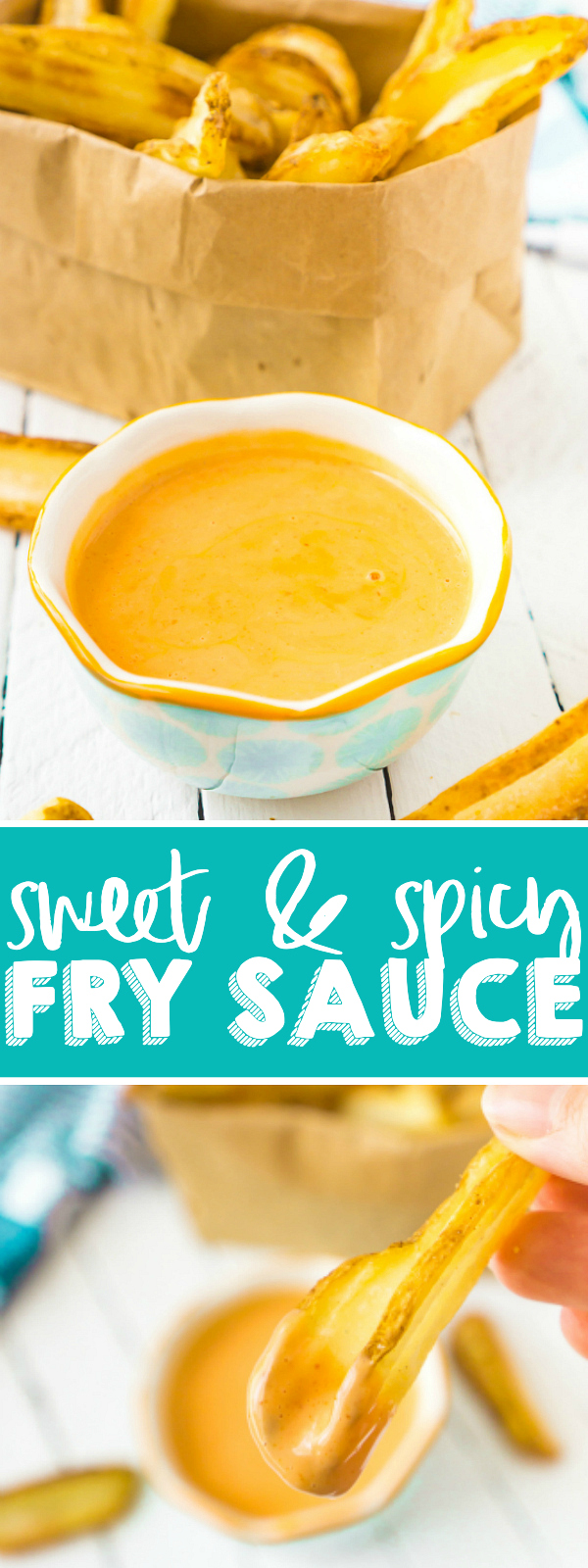 Delicious sweet and spicy fry sauce makes every fry better! This Honey Sriracha dipping sauce is the perfect combination of spicy from the Sriracha Sauce and sweet from a touch of honey. Plus it’s a 5 ingredient dipping sauce that only takes 5 minutes to make! | THE LOVE NERDS