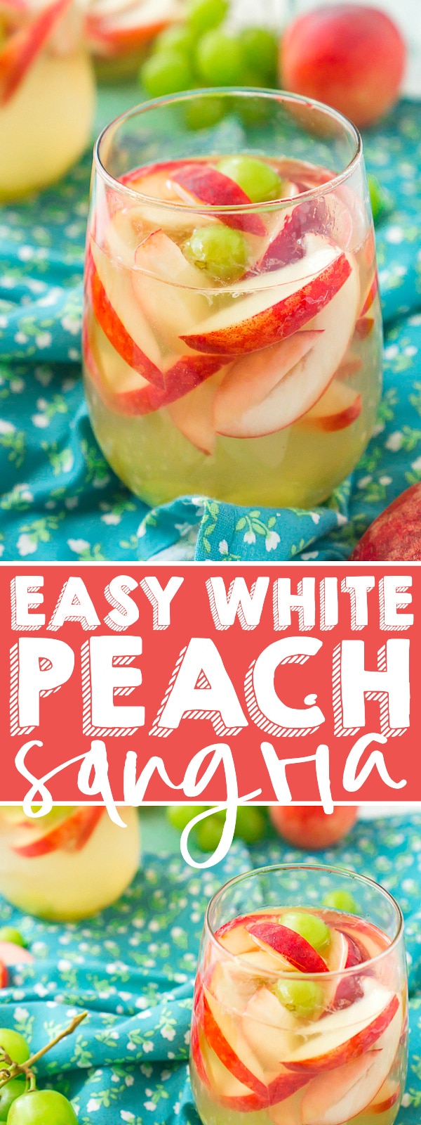 White Peach Sangria is a light but flavorful summer sangria recipe that everyone will love! Sweet, refreshing and super easy to make in under 10 minutes, it's the perfect summer cocktail. | THE LOVE NERDS #winecocktail #summercocktail #peachrecipe