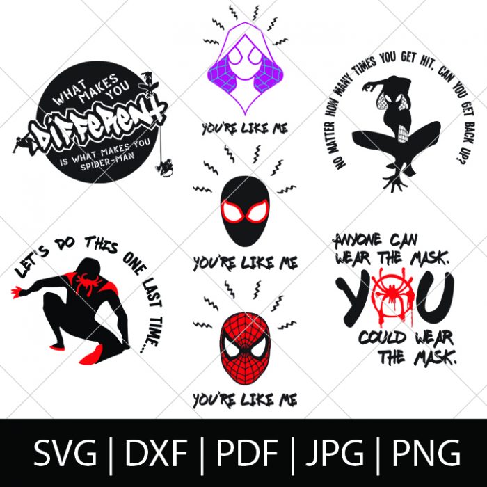 Make your own Spider-Gwen shirts or gifts with this Spider-Man: Into the Spider-verse SVG Bundle - We love our friendly neighborhood Spider-Man but we really love our Spider-Gwen, so we're celebrating Into the Spider-Verse with new cut files! Perfect for making Spider-Man shirts, mugs, gifts and more! | THE LOVE NERDS #spiderverse #spiderman #avengerssvg #marvelsvg