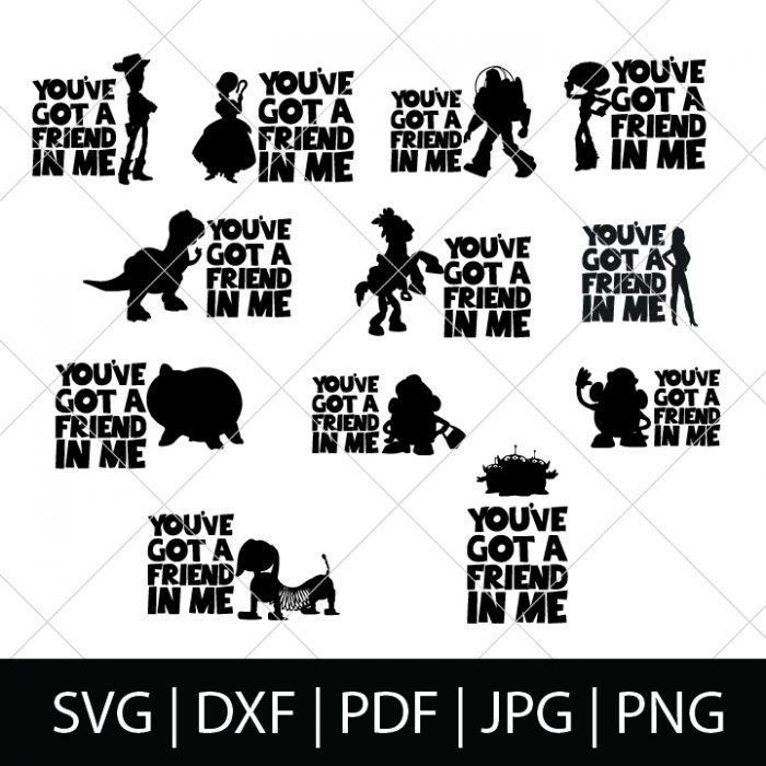 Disney World Group Shirt SVG Files with Toy Story Characters and the phrase You've Got a Friend in Me
