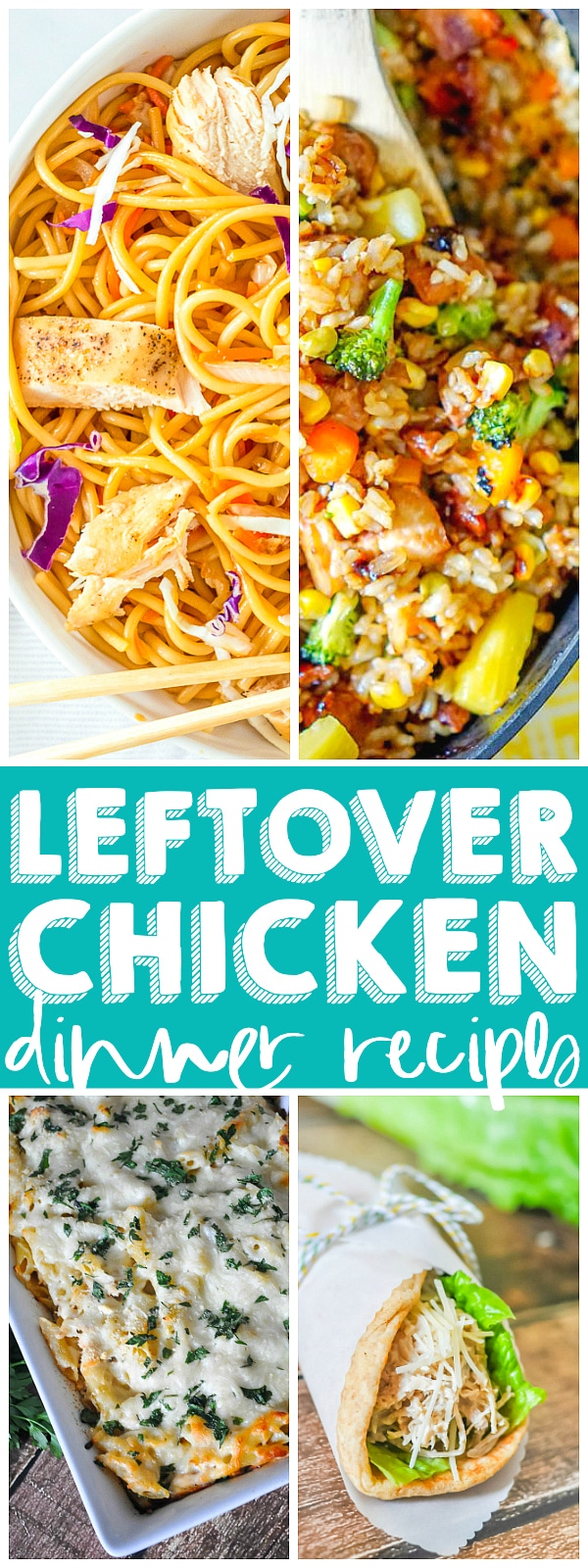 Add these easy leftover chicken recipes to your menu planning! It is easy on your grocery budget by making good use of leftovers or by cooking inexpensive chicken to use! Most are ready in less than 30 minutes, making them perfect for easy weeknight dinners! | The Love Nerds #chickendinner #easyfamilydinners #30minutedinners