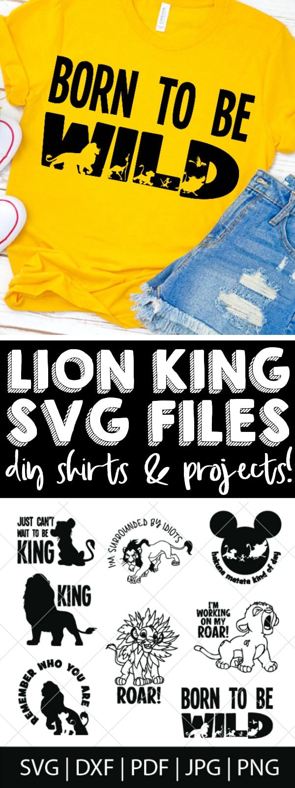 Make your own DIY Lion King shirts or gifts with this Lion King SVG Bundle - Simba, Nala, Timon and Pumba are a very big deal in our household! These files are perfect for making our Disney World shirts for our upcoming trip as well as birthday party invites and decor for a Lion King party! Make DIY shirts, mugs, gifts and more! | THE LOVE NERDS #disneycrafts  #diydisney #lionkingcricut