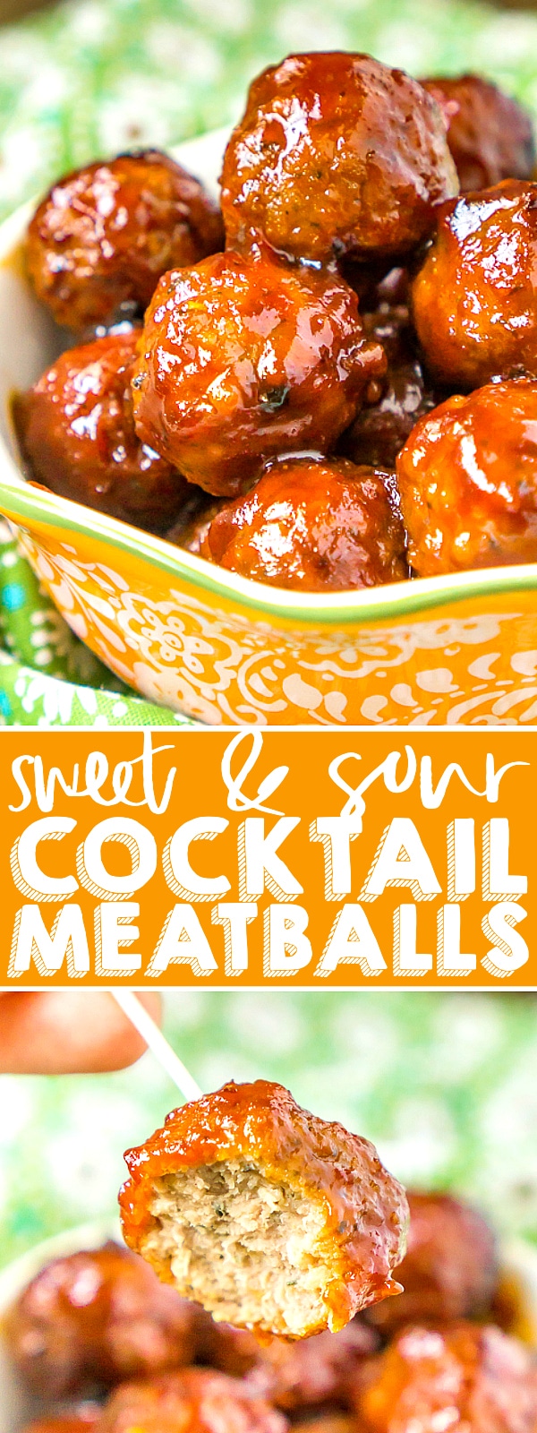 Slow Cooker Sweet and Sour Meatballs is one of the easiest cocktail meatball recipes you can make! With only 6 ingredients needed and under 10 minutes of prep work, these make the perfect holiday app or game day food. Plus we even love them for an easy dinner idea! | THE LOVE NERDS #meatballrecipe #holidayappetizer #gamedayfood