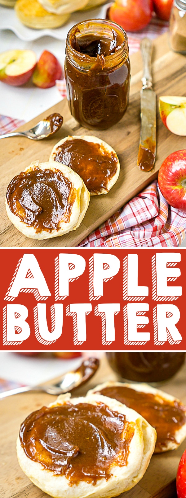 Homemade Recipe for Apple Butter in Slow Cooker - Flavorful, spice, and incredibly rich! Inspired by the Cracker Barrel Apple Butter Recipe, this slow cooker apple butter recipe is easy to toss together and easily the best apple butter you've ever tasted! | The Love Nerds #applerecipe #slowcookerapplebutter #crockpotapplebutter
