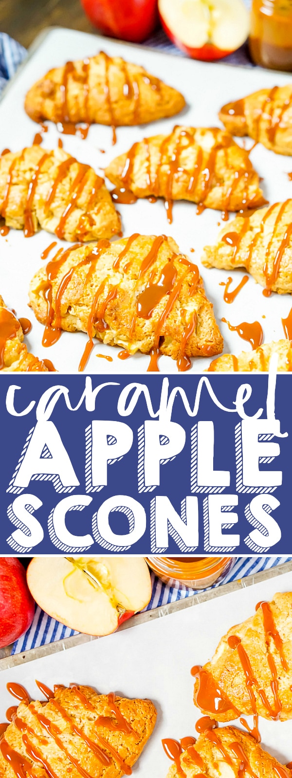 Caramel Apple Scones - Start your fall mornings and holidays off with a delicious caramel apple scone filled with fresh apple bites! A perfect Thanksgiving breakfast or Christmas breakfast! | THE LOVE NERDS #applerecipe #sconerecipe #holidaybreakfast #thanksgivingrecipe