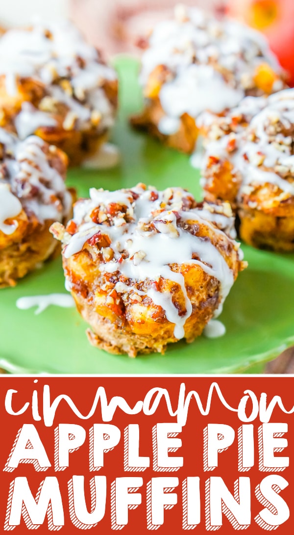 Cinnamon Apple Pie Muffins - A classic breakfast sweet is combined with a holiday dessert favorite to make the perfect holiday muffin! An easy and delicious show stopper for your holiday menus! | The Love Nerds #christmasbreakfast #thanksgivingbrunch #holidaymuffins