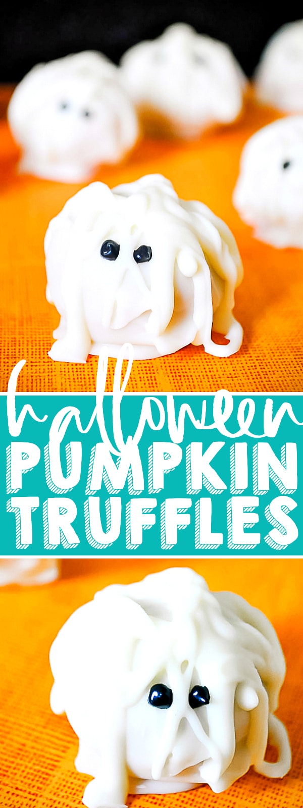 Looking for a spooktacular Halloween treat?! These Spiced Pumpkin Truffles will be a huge crowd pleaser and can easily be decorated as mummies! Want to enjoy for Thanksgiving - skip the mummy decor! The pumpkin truffles will be loved either way! | The Love Nerds #halloweendessert #pumpkinrecipe #trufflerecipe